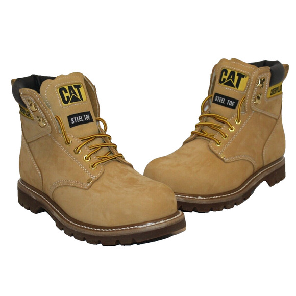 NEW CAT Caterpillar Men's‎ Second Shift Steel Toe Work Boots Honey Brown Sz 10 - Picture 1 of 7